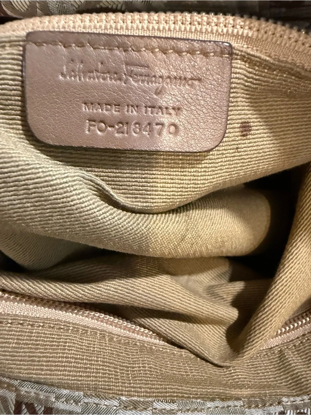 Salvatore Ferragamo Beige & Brown Logo Jacquard Shoulder Bag with Braided Strap
